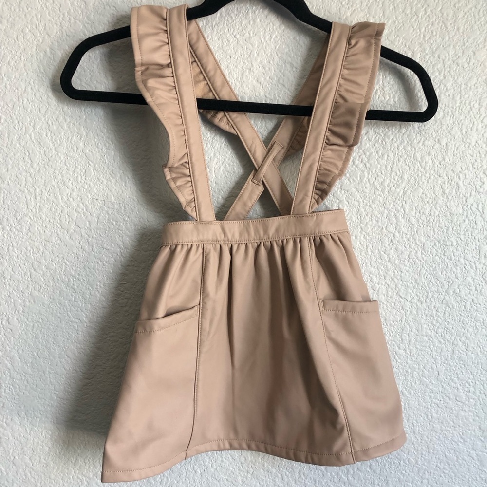 Wonder Nation 3T leather overalls dress little girls toddler outfit in beige
